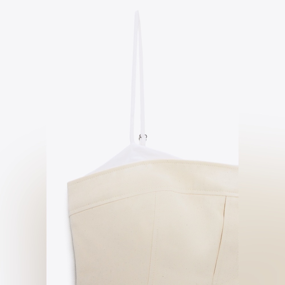 NWT. Zara Cream Cotton Combination Mini Dress. Size S. - Picture 9 of 14